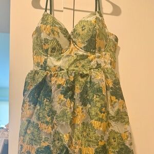 Green floral spring dress